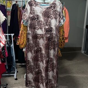 Sweet Rain Brown Snake-Print Midi Dress
